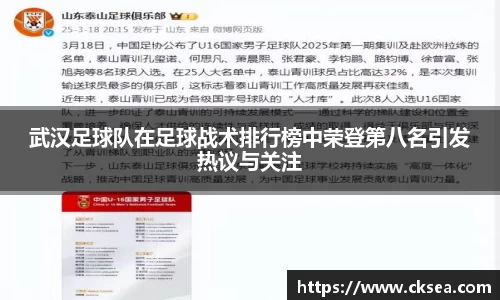 武汉足球队在足球战术排行榜中荣登第八名引发热议与关注